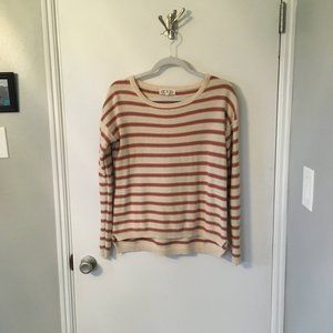 Pink Rose Peach & Cream Striped Sweater Top